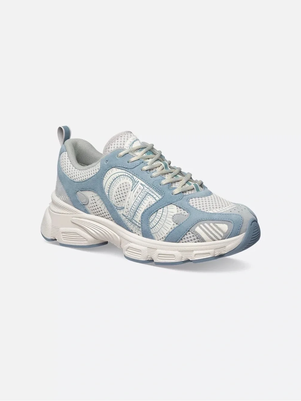 Dior Chrono Sneaker / Gray-Blue Mesh and Suede Calfskin